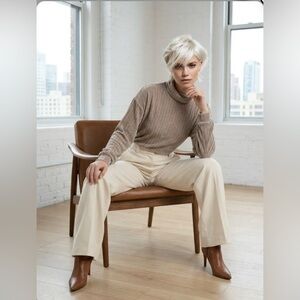 Philosophy Republic Clothing beige chenille ribbed turtleneck  sweater.